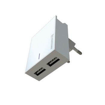 SWISSTEN punjač za AC220, 2xUSB, 3.1A, SMART IC, držač, bijeli + USB-C kabel