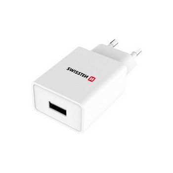 SWISSTEN punjač za AC220, 1xUSB, 1A, bijeli + LIGHTNING kabel