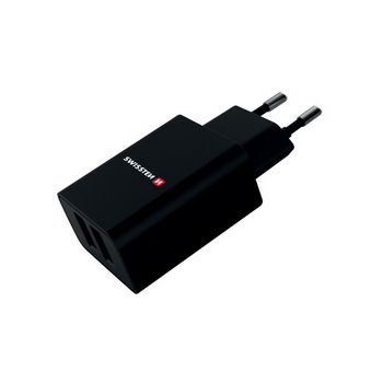 SWISSTEN punjač za AC220, 2xUSB, 2.1A, SMART IC, crni + LIGHTNING MFI kabel
