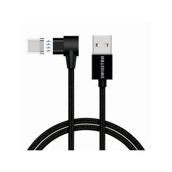 SWISSTEN kabel Arcade USB/USB-C, magnetski, platneni, 1.2m, 3A, crni