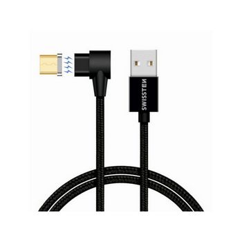 SWISSTEN kabel Arcade USB/microUSB, magnetski, platneni, 1.2m, 3A, crni