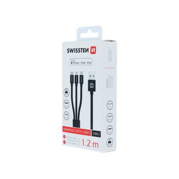 SWISSTEN kabel 3u1 microUSB/USB-C/LIGHTNING (MFi), platneni, licencirani