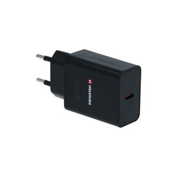 SWISSTEN punjač za AC220, 1xUSB-C, PD 25W, za iPhone i Samsung, crni