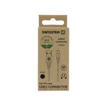 SWISSTEN kabel USB/microUSB, 1.2m, 3A, ECO pakiranje, crni