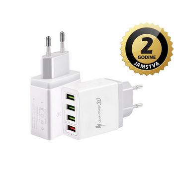 MANTA punjač za AC220, 4xUSB, 2.4A, QC, bijeli Ke-Ke-QC-04