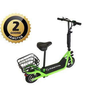 MANTA električni skuter FLINSTON, 10", 20Km/h, do 30Km, košara, zeleni MES1001H