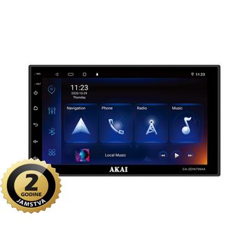 AKAI auto radio, Android,FM, AM, 7"TFT, BT, WiFi, GPS, USB, HF, ISO CA-2DIN7064A