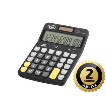 TREVI kalkulator velike znamenke, solarni + baterije, sivi EC3775