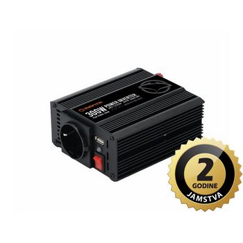 MANTA pretvarač 12V-24V DC na 230W AC, sinusni 600W, crni 2MPI300M