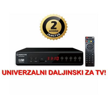 MANTA DVB-T2 prijemnik, H265, univerzalni daljinski i za TV, HDMI, SC DVBT024PRO