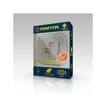 MANTA slušalice + mikrofon, In-ear, alumin, 4 nastavka, kutija, roza/zla EPH9003