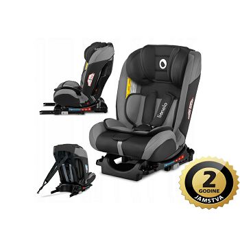 Lionelo autosjedalica Bastiaan, 360st ISOFIX, 0-36Kg, siva, 5g JAMSTVA