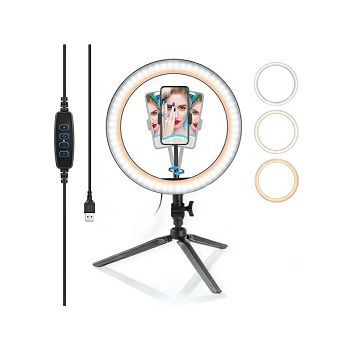 MANTA svjetlosni prsten s držačem za mobitel, Ring light, stativ 19cm MRL002