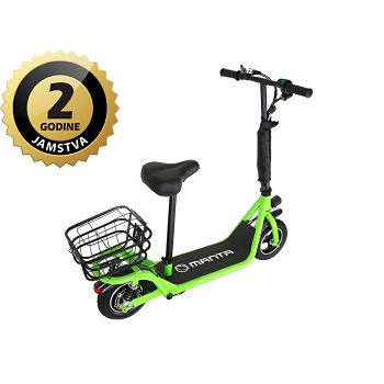 MANTA električni skuter FLINSTON, 10", 20Km/h, do 30Km, košara, zeleni MES1001H
