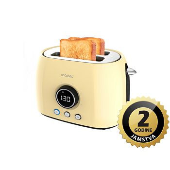 Cecotec toster, 800W, vertikalni, dupli, digitalni, žuti, ClassicToast 8000