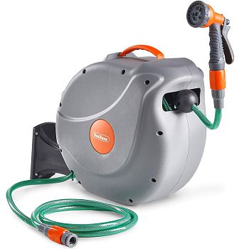 VonHaus wall hose holder 30m auto Roll-Up 8-function spray gun