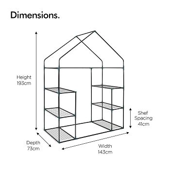 VonHaus greenhouse 193 x 73 x 143cm