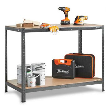 Vonhaus 1.2m screwless work table and shelving HAMMERITE