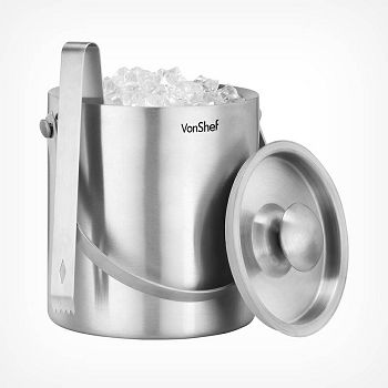 VonSfef Stainless Steel Ice Bucket with Tongs