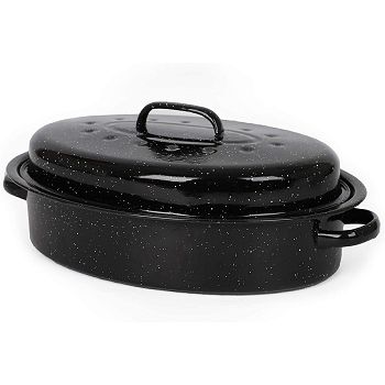 VonShef enameled baking pan with lid