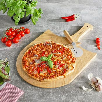 VonShef wooden pizza paddle with cutter