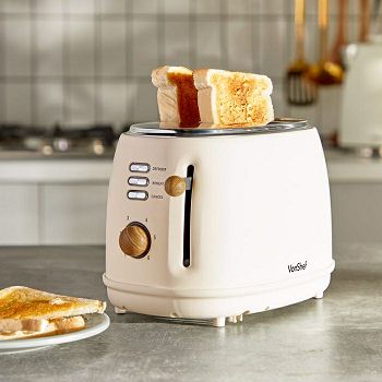 VonShef Cream &amp; Wood Toast Toaster