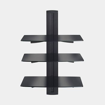 VonHaus glass floating shelf 3x - black