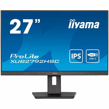 IIYAMA Monitor LED XUB2792HSC-B5 27" IPS matte 1920 x 1080 @75Hz 1000:1 4ms HDMI DP USB-C 65W USB-Hub 3.0, height, swivel, tilt, pivot (rotation both sides), 3y