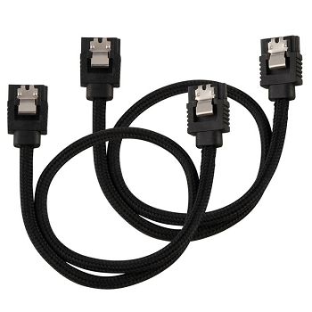 Corsair Premium Sleeved SATA-Kabel, schwarz 30cm - 2er Pack CC-8900248