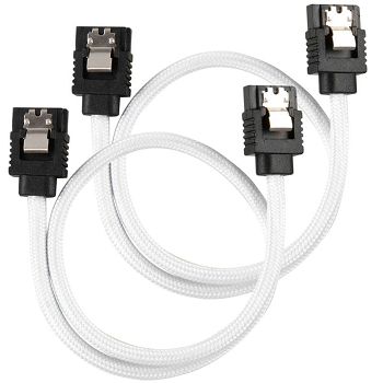 Corsair Premium Sleeved SATA-Kabel, weiß 30cm - 2er Pack CC-8900249