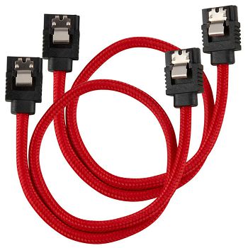 Corsair Premium Sleeved SATA-Kabel, rot 30cm - 2er Pack CC-8900250