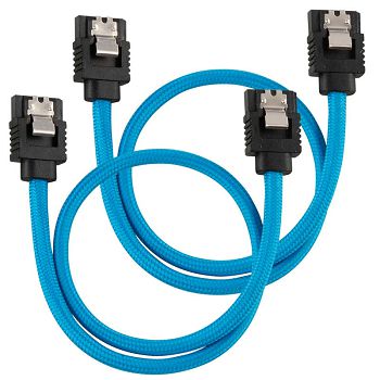 Corsair Premium Sleeved SATA-Kabel, blau 30cm - 2er Pack CC-8900251