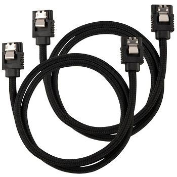 Corsair Premium Sleeved SATA-Kabel, schwarz 60cm - 2er Pack CC-8900252