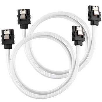 Corsair Premium Sleeved SATA-Kabel, weiß 60cm - 2er Pack CC-8900253