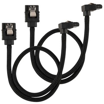 Corsair Premium Sleeved SATA cable angled, black 30cm - pack of 2 CC-8900278