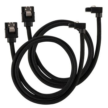 Corsair Premium Sleeved SATA-Kabel gewinkelt, schwarz 60cm - 2er Pack CC-8900282