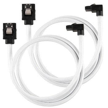 Corsair Premium Sleeved SATA-Kabel gewinkelt, weiß 60cm - 2er Pack CC-8900283
