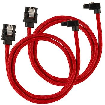 Corsair Premium Sleeved SATA-Kabel gewinkelt, rot 60cm - 2er Pack CC-8900284