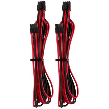 Corsair Premium Sleeved EPS12V ATX12V-Kabel, Doppelpack (Gen 4) - rot/schwarz CP-8920240