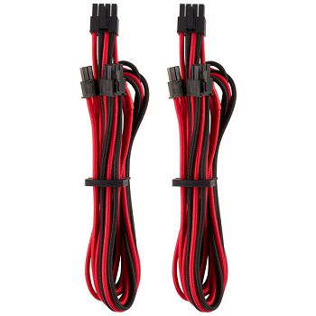 Corsair Premium Sleeved PCIe Single-Kabel, Doppelpack (Gen 4) - rot/schwarz CP-8920247