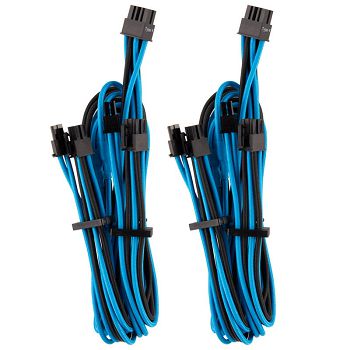 Corsair Premium Sleeved PCIe Dual-Kabel, Doppelpack (Gen 4) - blau/schwarz CP-8920256