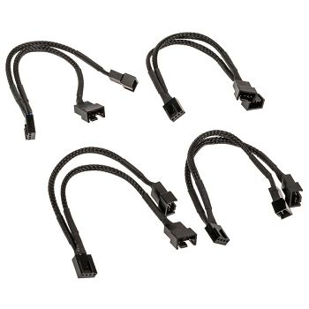 Akasa PWM fan splitter, pack of 4 - black AK-CBFA04-KT04