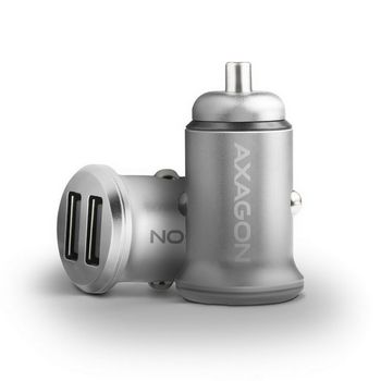 AXAGON PWC-5V4 car charger, 2x USB-A SmartCharge, 24 W, CL plug - aluminum, silver PWC-5V4