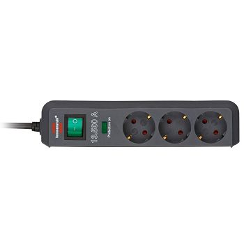 Brennenstuhl Eco-Line power strip, 3-way, surge protection - anthracite 1158810315