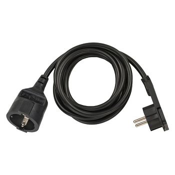 Brennenstuhl extension cable with angle flat plug, 2m - black 1168980020