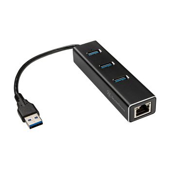SilverStone SST-EP04 3-Port USB 3.0 Hub mit Gigabit Ethernet - black SST-EP04