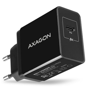 AXAGON ACU-PD22 Ladegerät, 1x USB-C, QC3.0/AFC/FCP/PD, 22W - schwarz ACU-PD22