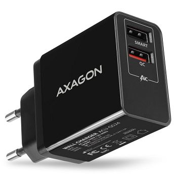 AXAGON ACU-QS24 Ladegerät, 2x USB-A, QC3.0/Smart 5V 1,2A, 24W - schwarz ACU-QS24