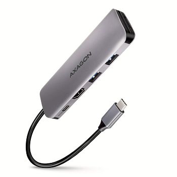 AXAGON HMC-5 USB-C-Hub, 2x USB-A, HDMI, 2x USB-C 3.2 Gen 1, 1x SD, 1x microSD, silber HMC-5