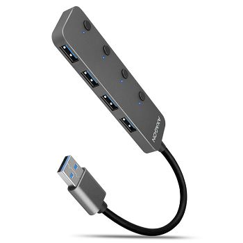 AXAGON HUE-MSA Superspeed USB-A Switch Hub, 4x USB 3.0, aktiv - 20cm, schwarz HUE-MSA